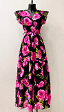 Maxi šaty Elodie, černé s magentovými květy